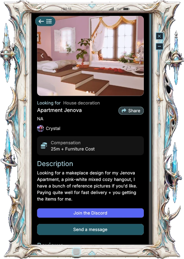 Un annuncio di Levemetes per arredare un appartamento, con foto, compenso e descrizione.